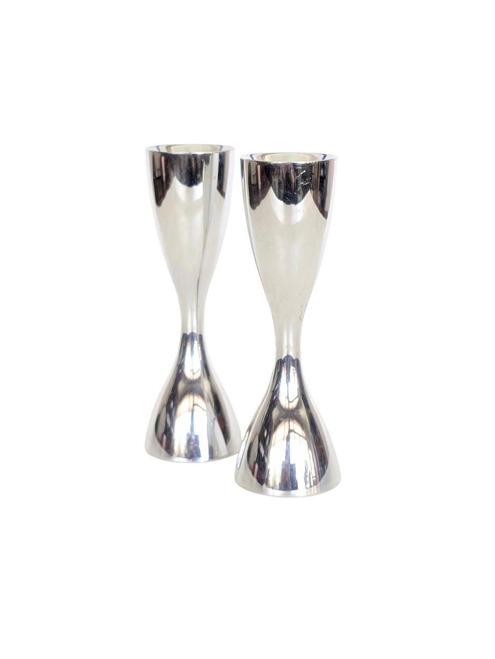1994 Vintage Karim Rashid for Nambé Studio Silver Candlesticks